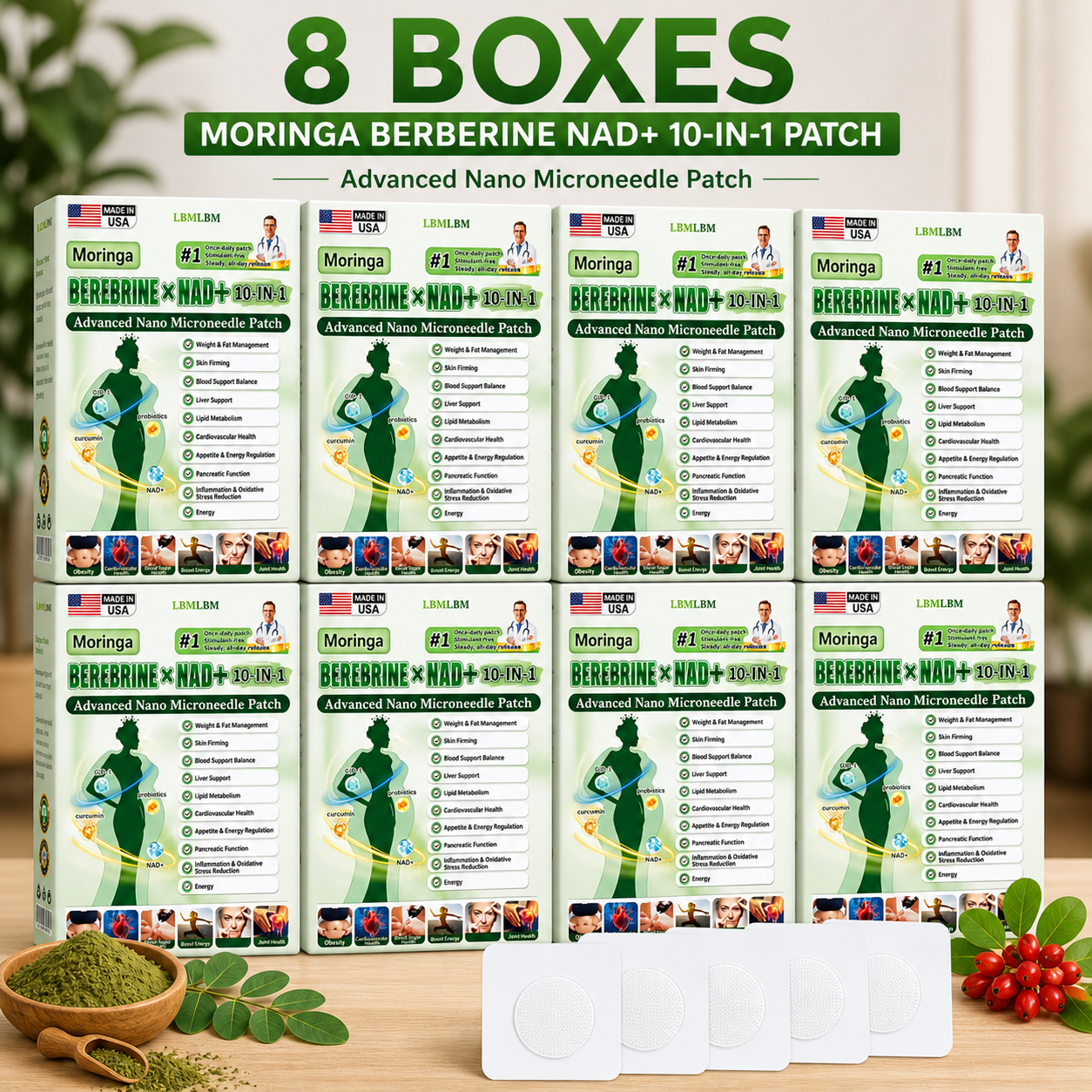 𝐇𝐞𝐚𝐥𝐫𝐢𝐳𝐞® Moringa · Berberine × NAD+ 𝟏𝟎-𝐢𝐧-𝟏 𝐀𝐝𝐯𝐚𝐧𝐜𝐞𝐝 𝐍𝐚𝐧𝐨 𝐌𝐢𝐜𝐫𝐨𝐧𝐞𝐞𝐝𝐥𝐞 𝐏𝐚𝐭𝐜𝐡 — 𝐎𝐧𝐜𝐞 𝐃𝐚𝐢𝐥𝐲, 𝐕𝐢𝐬𝐢𝐛𝐥𝐞 𝐑𝐞𝐬𝐮𝐥𝐭𝐬 𝐢𝐧 𝟕 𝐃𝐚𝐲𝐬