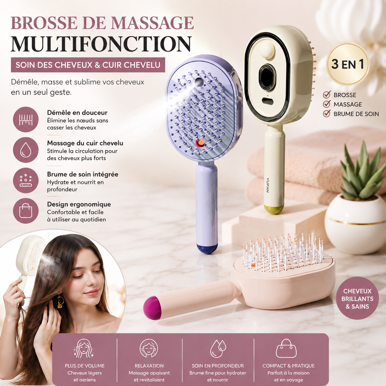 VibraMist Scalp Massager & Hair Oil Applicator Brush
