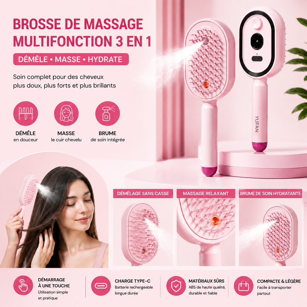 VibraMist Scalp Massager & Hair Oil Applicator Brush