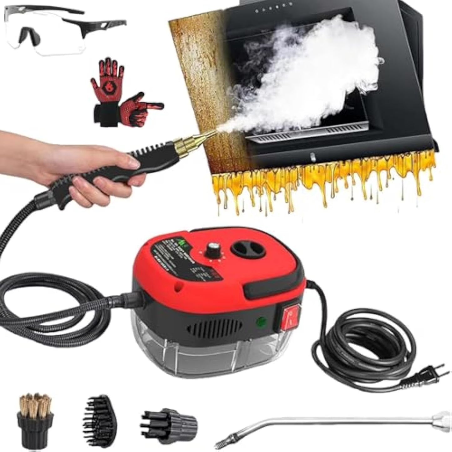 Portable High-Pressure Steam Cleaner with Brush Kit